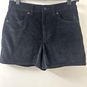 LIKE NEW Express Black Velvet Midi High Rise Jean Shorts, Size 2
